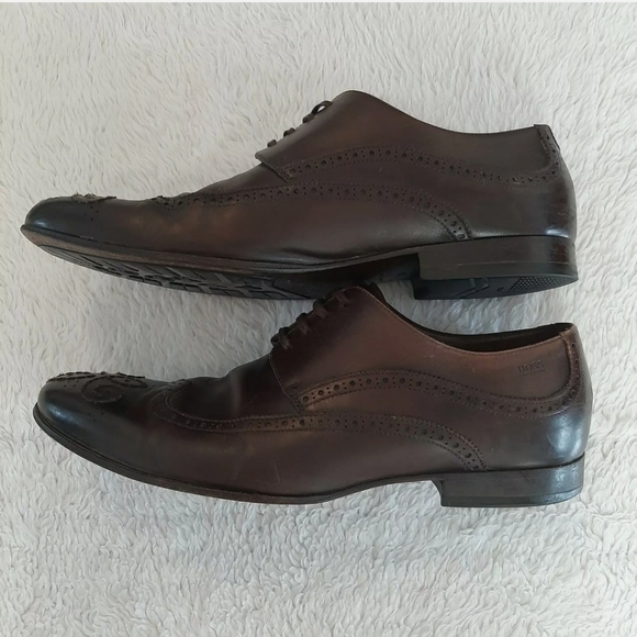 Hugo Boss Wing Tip Oxford Shoes Size 7.5 Brown - Picture 3 of 12